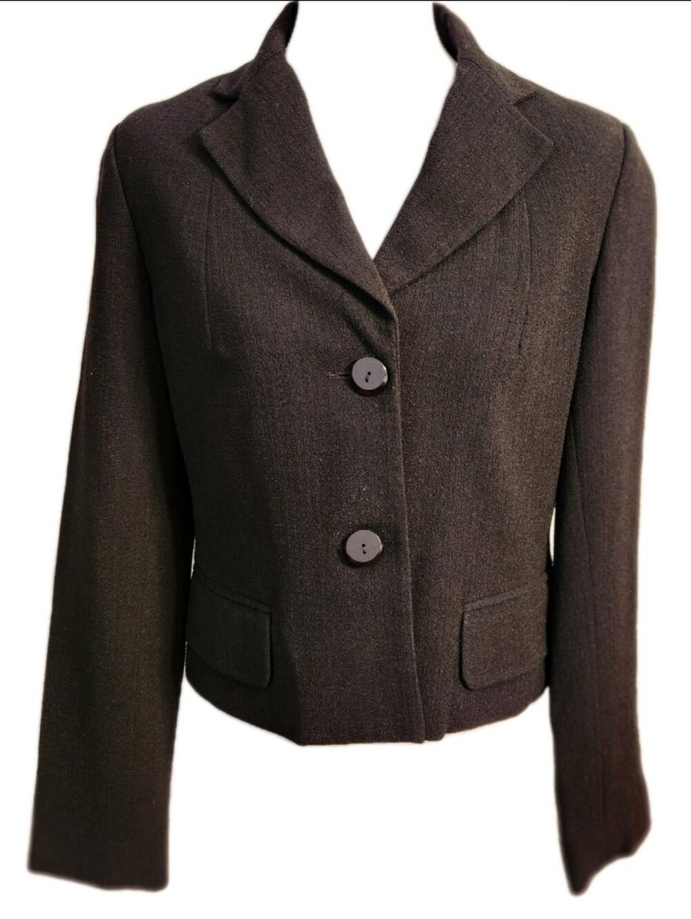 Vintage Black Blazer Jacket Size 8 Dark Academia Work Office Italy Luxe Chic